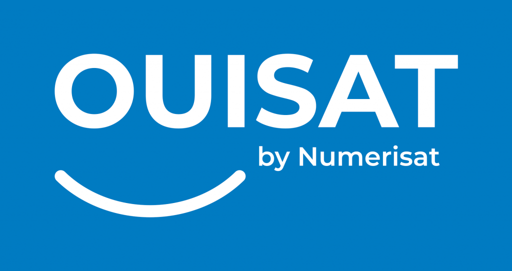 Déclinaison Logo OUISAT by Numerisat fond bleu